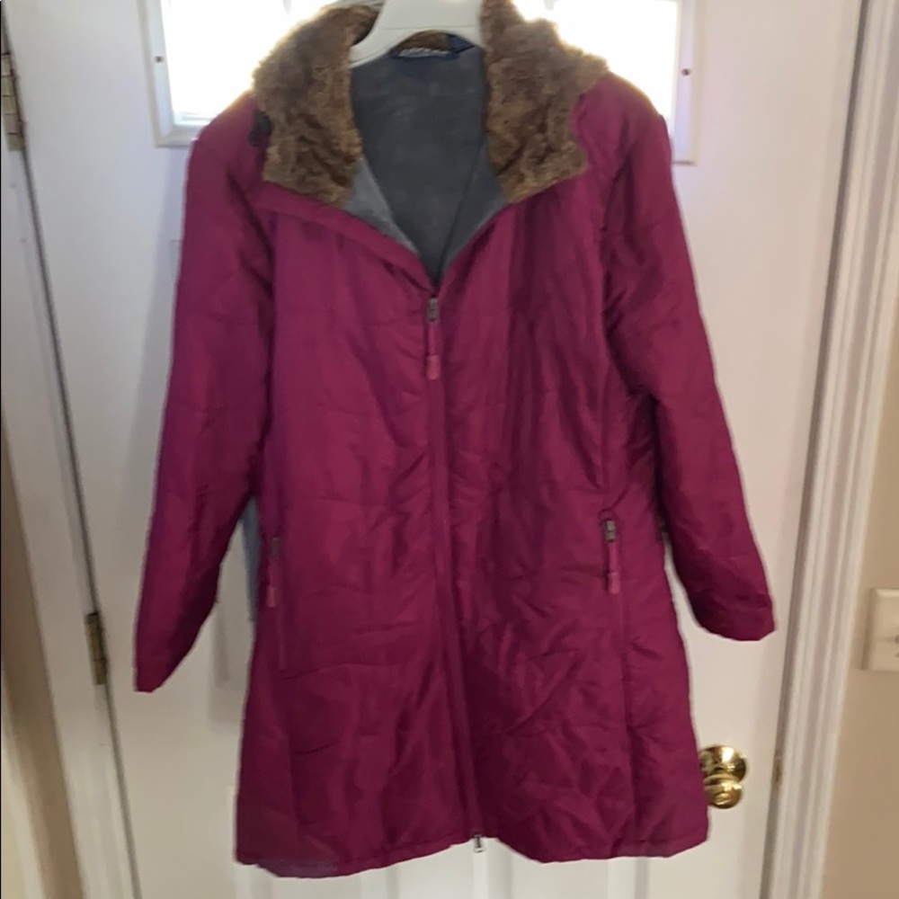Woman’s mid length fleece line winter coat